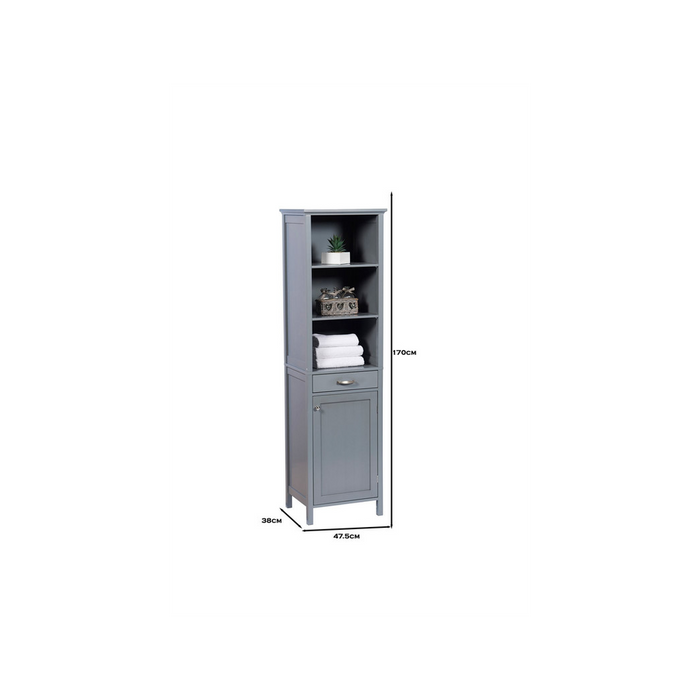 Tall Grey Storage Cabinet - Stylish Design, High-Quality Material - Perfect for Any Room - 47.5cm x 38cm x 170cm