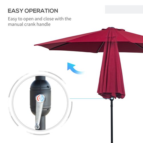 3m Umbrella, Tilt and CrankWine Red