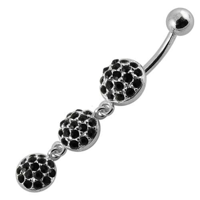 Fancy triple ball  Dangling Belly Ring With Banana Bar