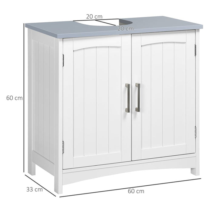 kleankin Pedestal Under Sink Cabinet with Double Doors, Modern Bathroom Vanity Unit, Storage Cupboard with Adjustable Shelves, White