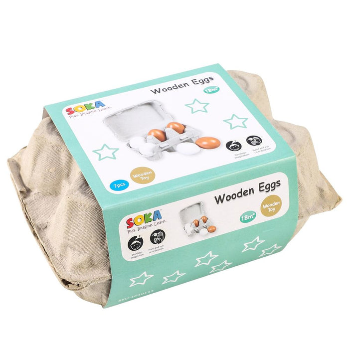 SOKA Wooden Eggs Set - Pretend Play Kitchen Toys - High Quality & Safe - Great Gift - Hours of Fun