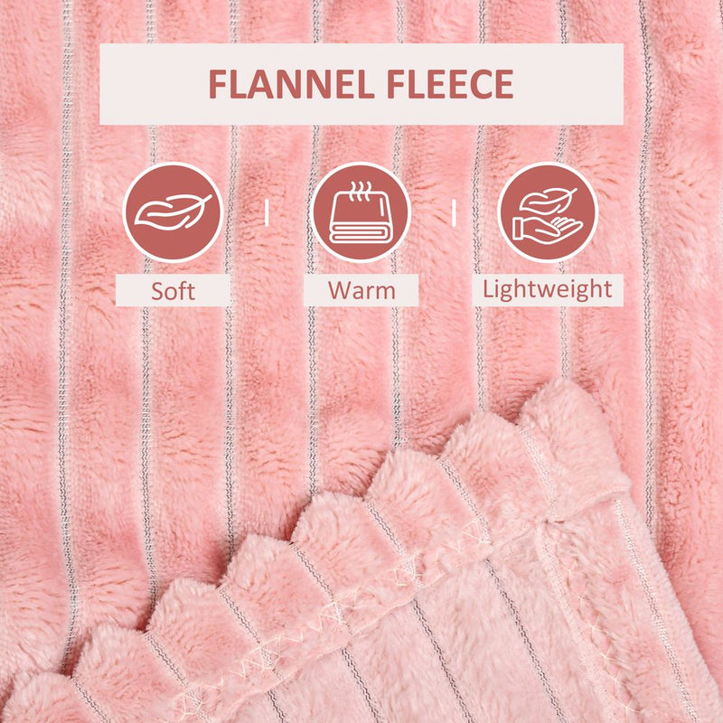 HOMCOM Flannel Fleece Blanket King Size Pink - Warm & Cozy 230 x 230cm - Soft & Versatile Throw for Bed, Sofa, or Outdoors - Machine Washable