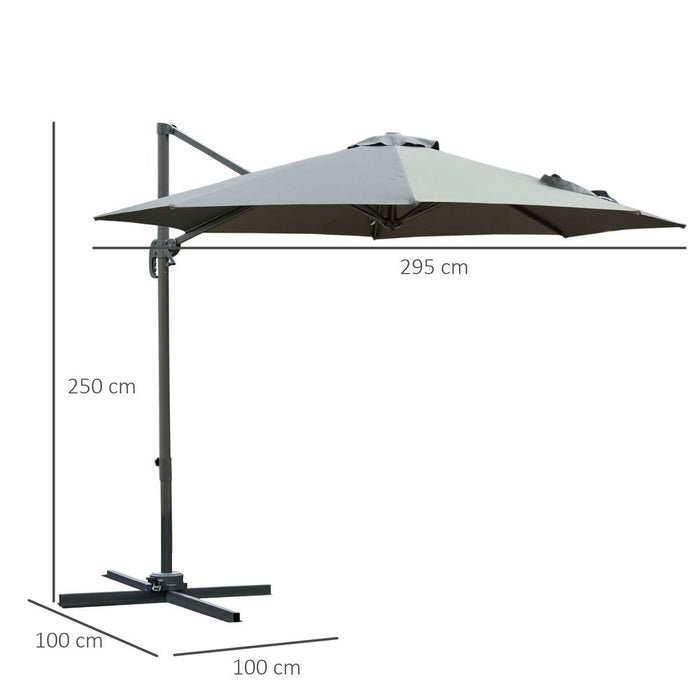 Premium 3m Patio Offset Parasol - Dark Grey - High-Quality & Adjustable - Easy to Use