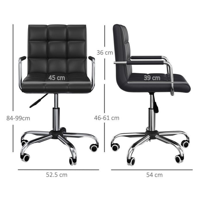 Stylish Faux Leather Swivel Office Chair w/ Arm & Wheel - Black