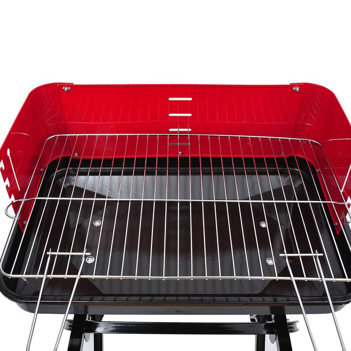 Portable Folding Charcoal BBQ Grill | Red & Black | High Quality & Easy to Transport