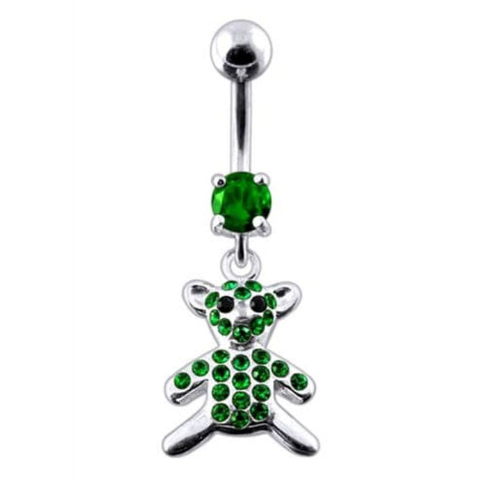 Fancy Jeweled Teddy Bear Dangling Belly Ring