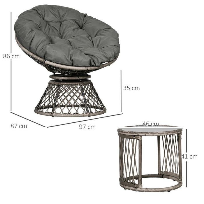 Outsunny Rattan Bistro Set: 3 Pieces, 360? Swivel Chairs, Cushions