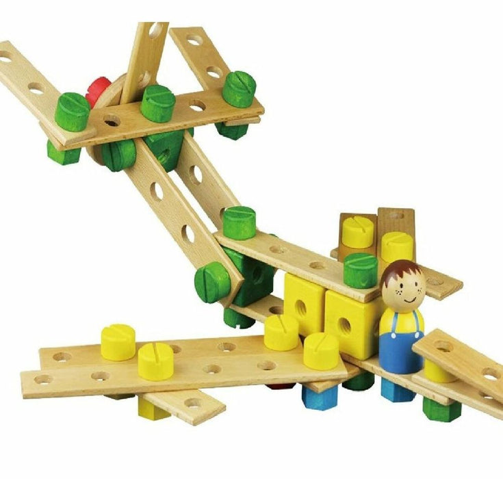 Lelin Wooden Building Toy - Boost Imaginative and Creative Skills in Kids - 92 Piece Construction Kit