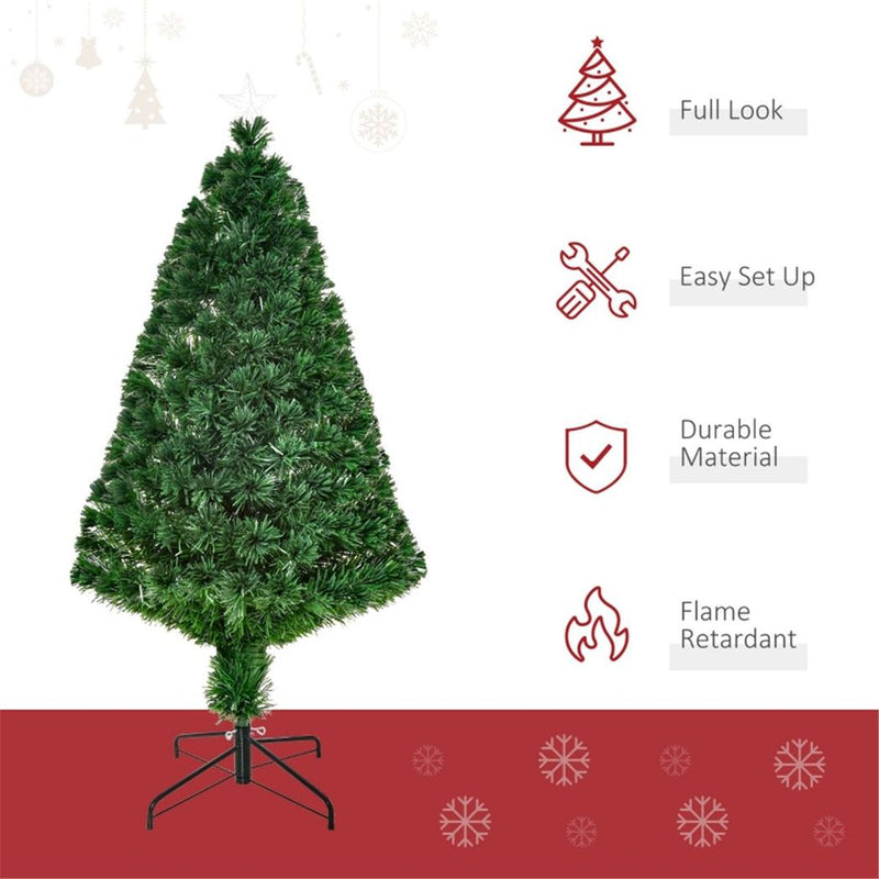 4 ft Christmas Tree | Artificial Pine PVC needles | Pre-lit colourful Lights with Star | Green