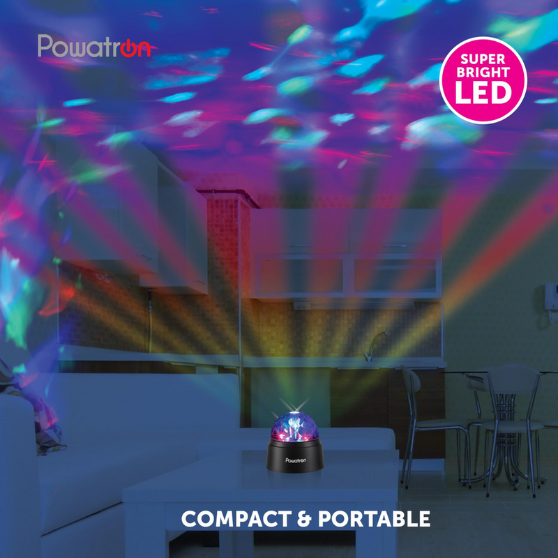 POWATRON Crystal Starball Disco Light Projector Mini Disco Party Lights Enchanting Patterns Compact & Portable Disco Ball Light for Home Parties Kids & Adults RGB Stage Lamp Light Batteries Included