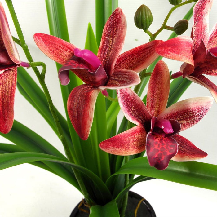 High-Quality 50cm Dark Pink Artificial Orchid in Ceramic Planter