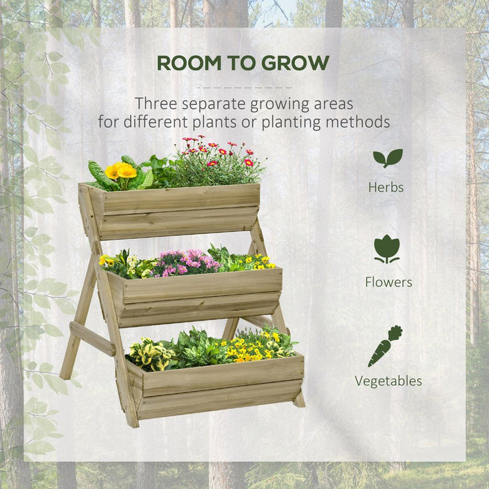 Premium Outsunny 3 Tier Raised Garden Bed Kit - Flower, Vegetable, Herb - 120x68x80cm - Green