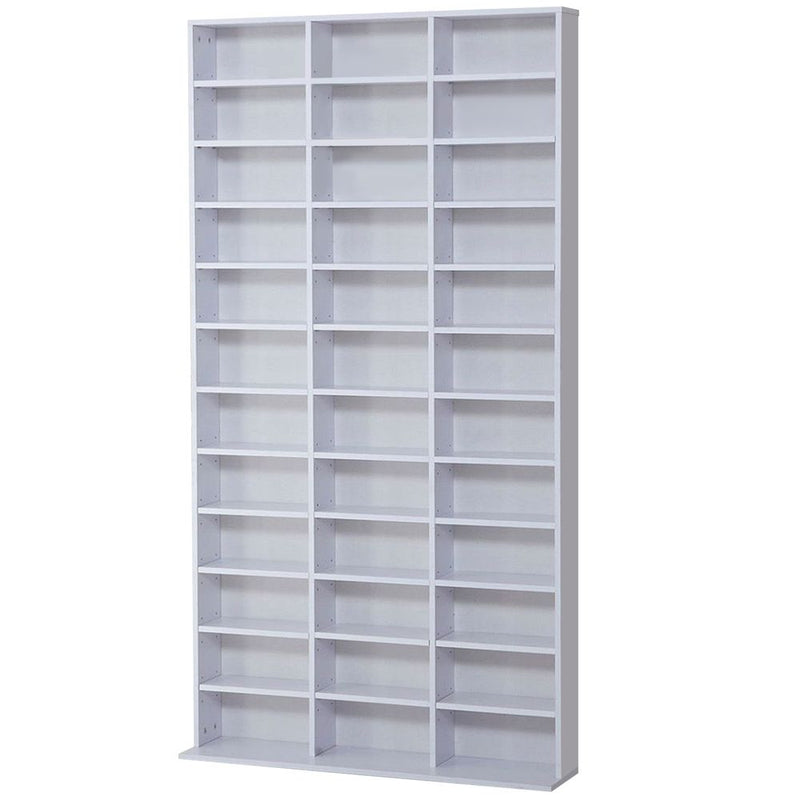 HOMCOM 1116 CD / 528 DVD Storage Shelf Rack Media Storage Unit Shelves Racks Wooden Bookcase Display Unit with Adjustable Shelves, 102 x 195 cm, White