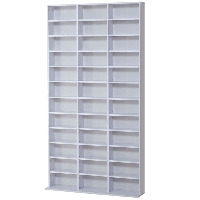 HOMCOM 1116 CD / 528 DVD Storage Shelf Rack Media Storage Unit Shelves Racks Wooden Bookcase Display Unit with Adjustable Shelves, 102 x 195 cm, White