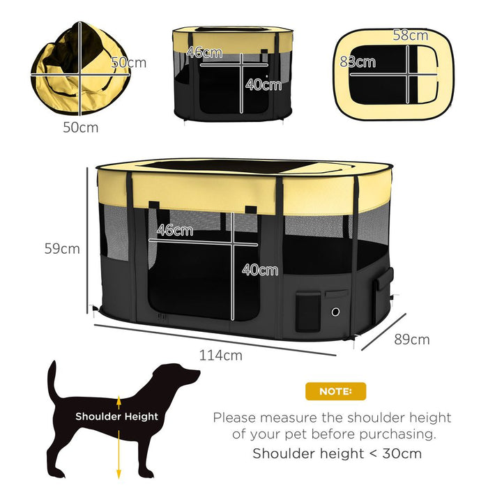 PawHut Portable Dog Pen - Puppies, Rabbits, Kittens, Guinea Pigs - Yellow