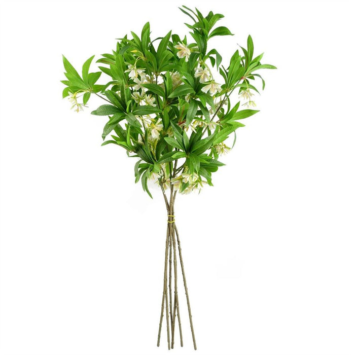 Premium Pack of 6 Hainan Elaeocarpus Stems - Quality Artificial Flowers - Versatile Decor - 90cm Length - Durable & Lifelike