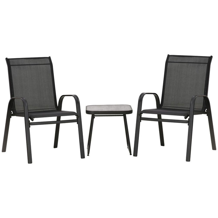 Premium Outsunny 3PC Bistro Set: Breathable Mesh, PSC Board Top, Black