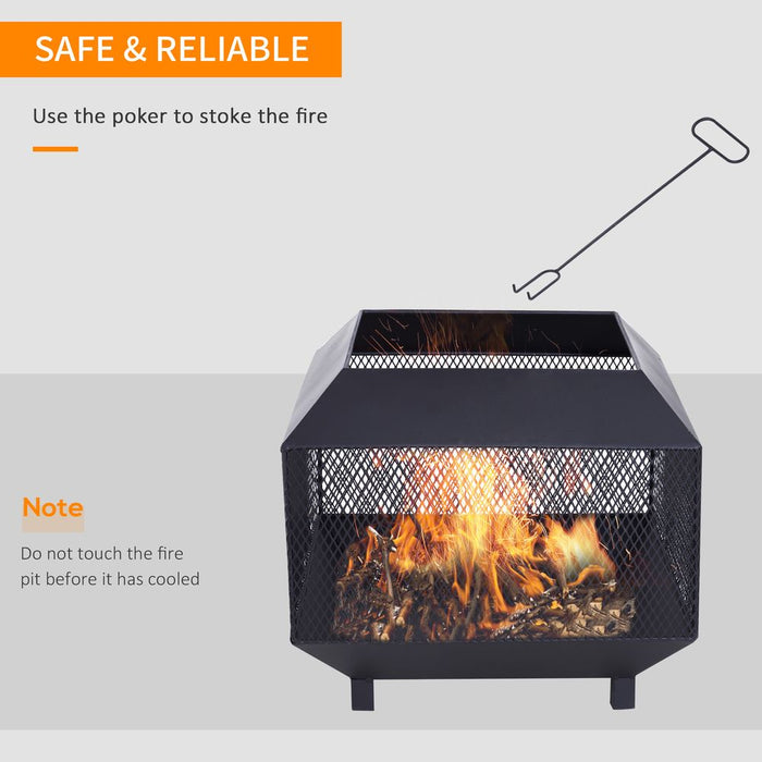 Outsunny Fire Pit, Square Steel-Black | Quality Outdoor Heating