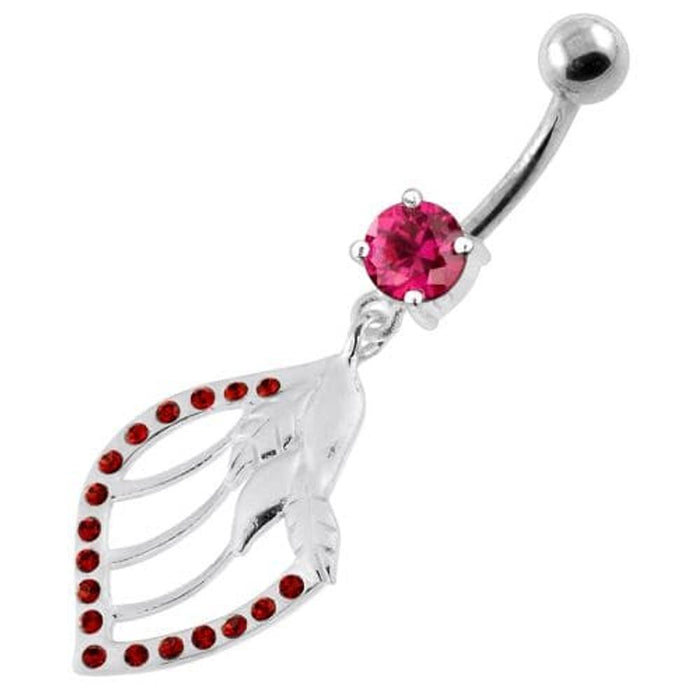 Jeweled Floral Shell 925 Sterling Silver Navel Bar