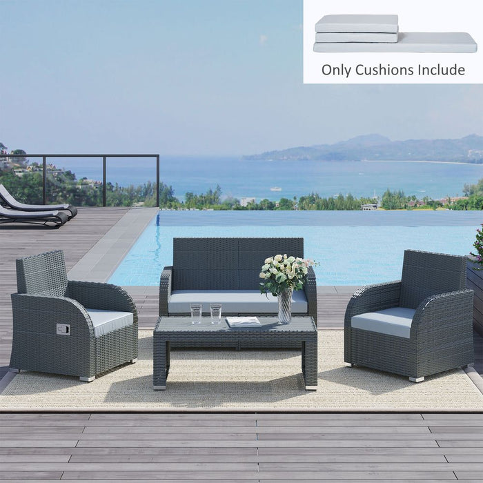 Premium Rattan Seat Cushions- Set of 3, Grey- Enhance Your Outdoor Comfort