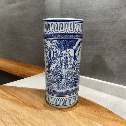 18" ROUND BLUE & WHITE UMBRELLA STAND