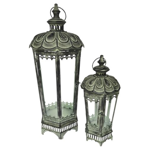61/40CM SET 2 METAL GARDEN LANTERNS