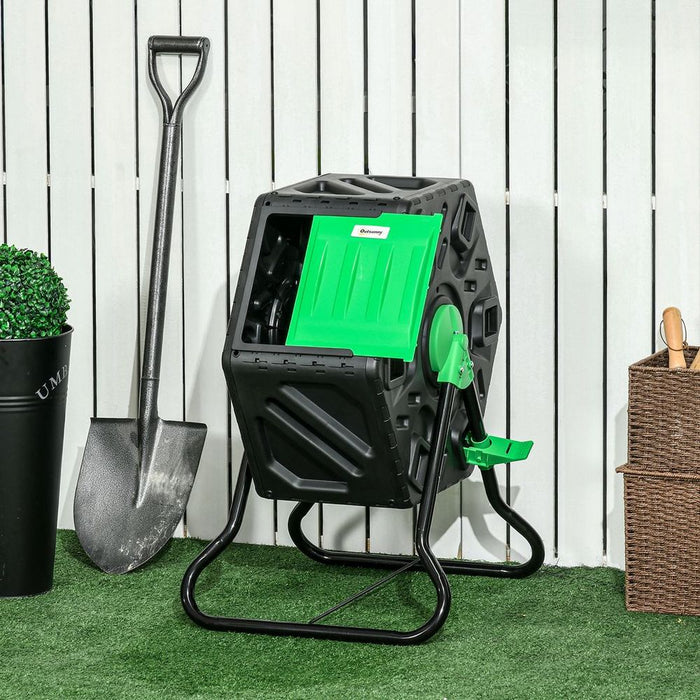 Outsunny 65L Garden Compost Bin: Efficient, Compact Rotating Composter with Steel Legs