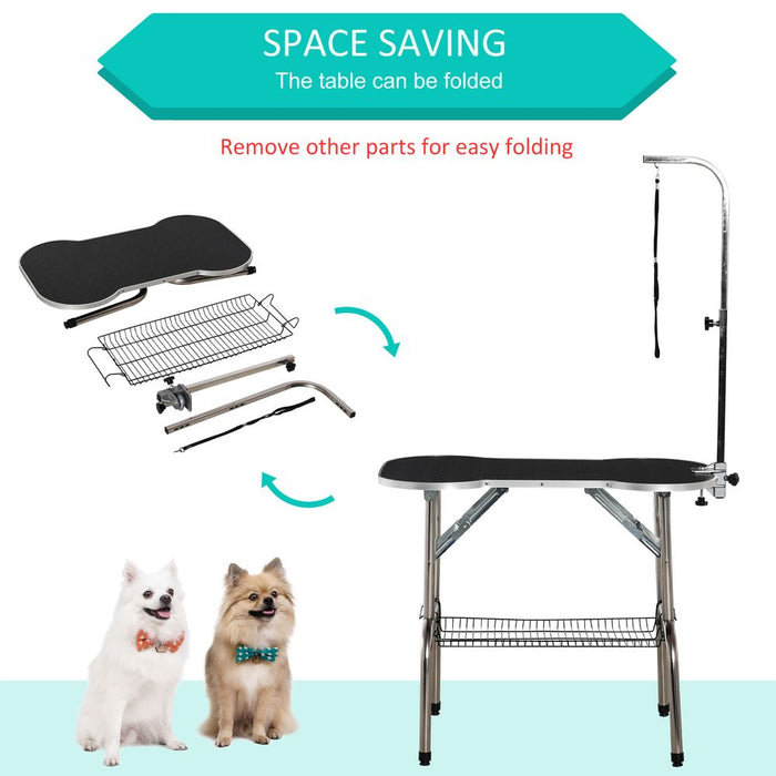 PawHut Foldable Dog Grooming Table Pet 94.5 x 55 x 81 cm Black