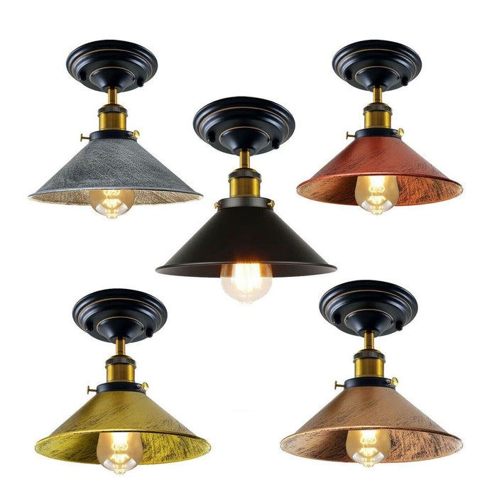 Retro Industrial Ceiling Light - Metal Cone Shade - Indoor Lighting