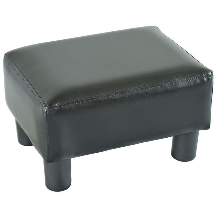 Premium Ottoman Footrest: Black PU Leather, Home & Office, Small, Stylish Design