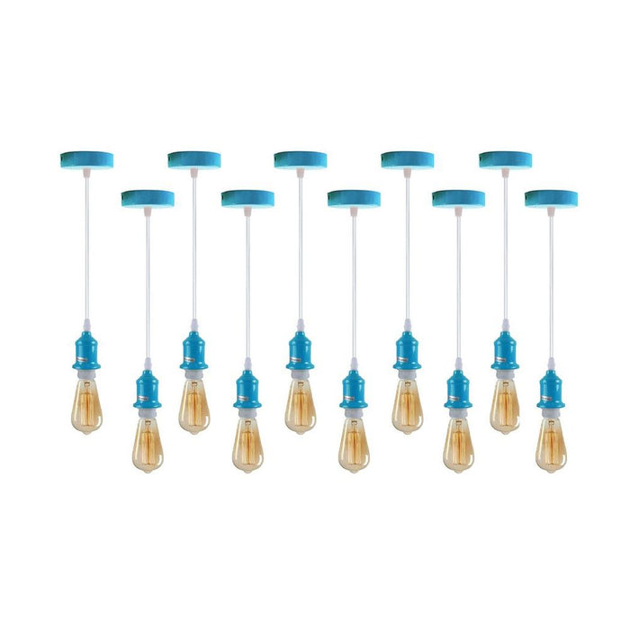 10 Pack Industrial Pendant Light Fitting, lampshade addable E27 Lamp Holder Fitting Set with PVC Cable