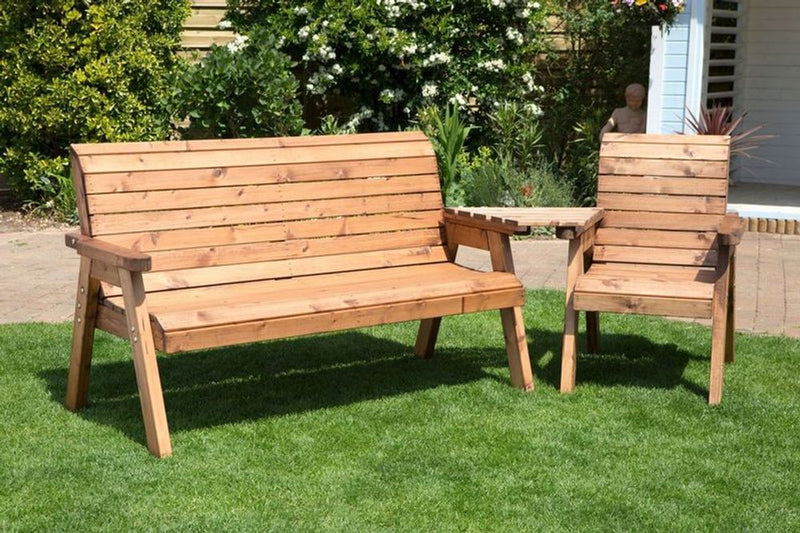 High-Quality 4 Seater Companion Set w/ Angled Tray - Hand Finished, FSC Wood, 10 Yr Guarantee