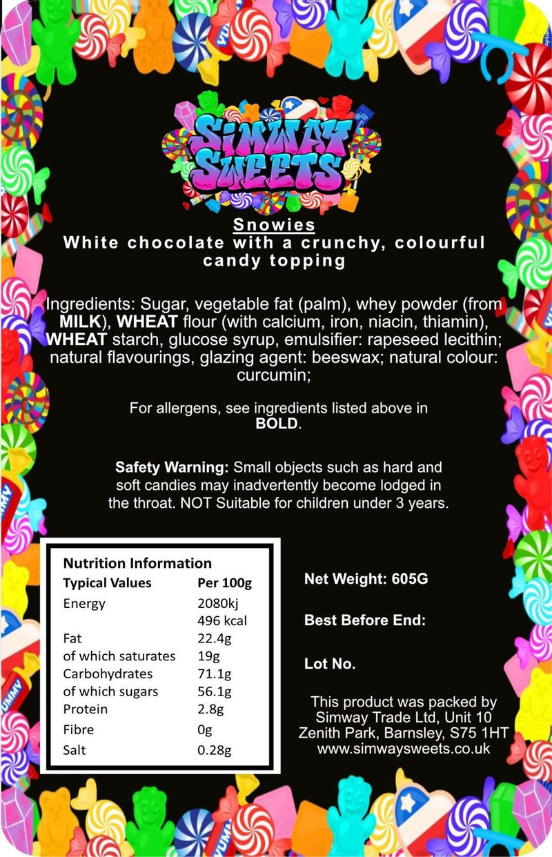 Retro Sweets Gift Jar White Chocolate Jazzies Snowies Jazzles | Best Quality, Delivered to Your Door