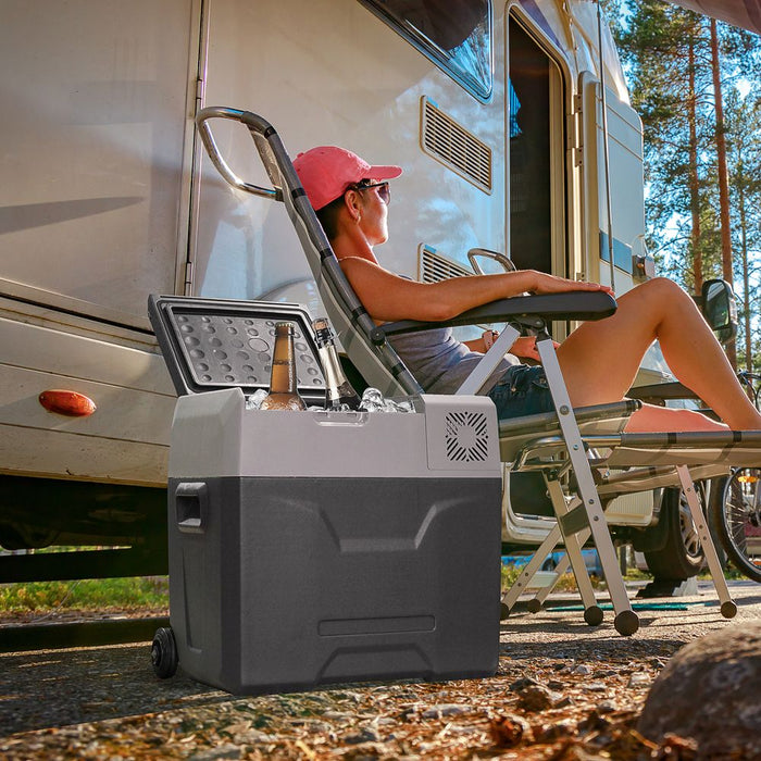 HOMCOM Car Refrigerator, Portable 12/24V Compressor Fridge Freezer, Electric Cooler Box Down to -20℃ for Camping, (50 L)