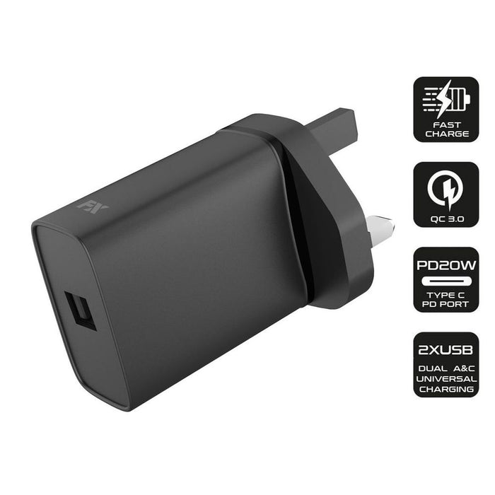 FX Mains Charger USB 1A | Compatible for USB Devices | Black | Lightweight & Compact