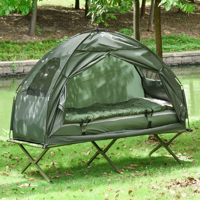 Compact 4-in-1 Outdoor Camping Tent with Cot, Sleeping Bag - Perfect for Hiking and Camping