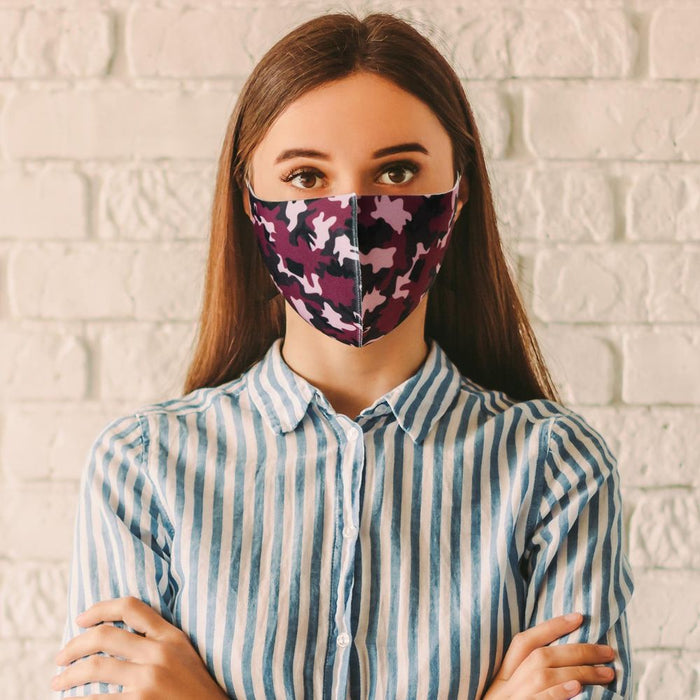 Premium Pink Camo Reusable Womens Face Mask - High-Quality PMS-755035 AS-05374