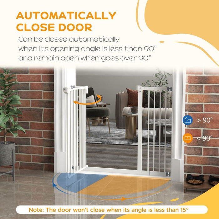 Premium Adjustable Pet Safety Gate | Secure & Easy Install | Durable Metal Frame+Extensions | White