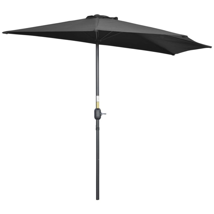 Outsunny 3m Metal Frame Garden Umbrella - Black. Quality Half Round Parasol.