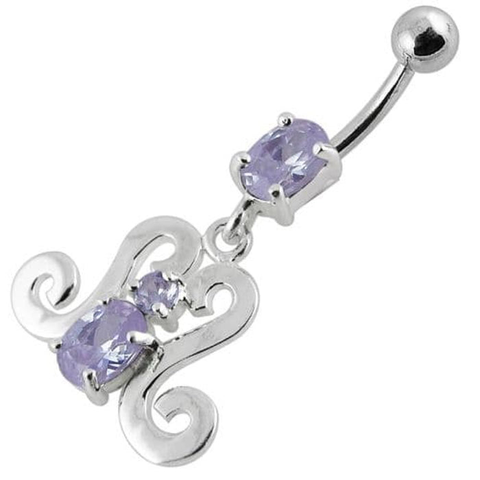 Fancy Dangling Belly Ring With SS Curved Bar