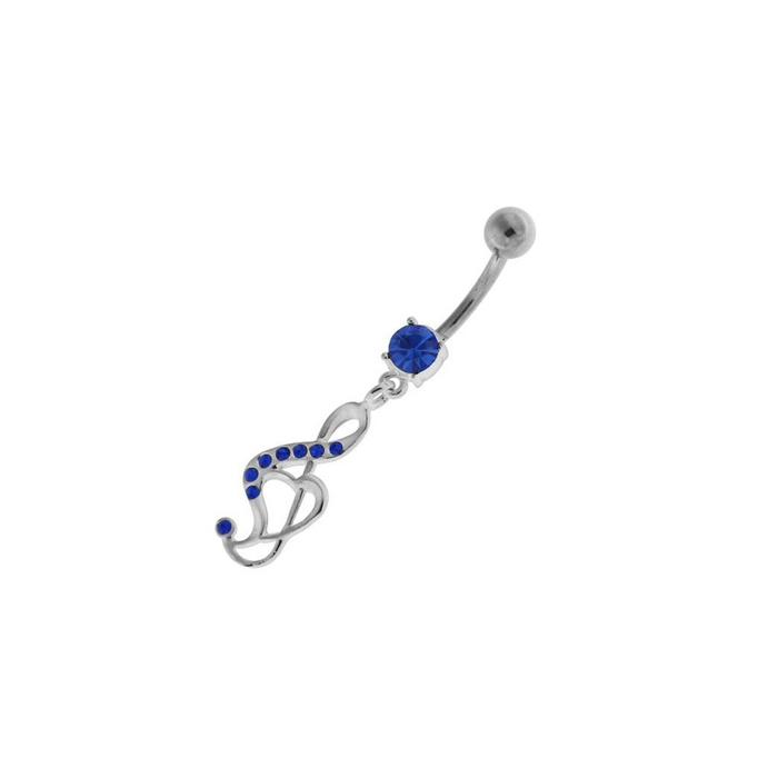 Jeweled Music Note Navel Belly Button Ring