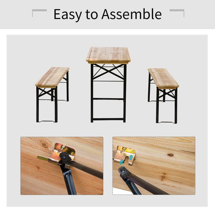 Picnic Wooden Table and Bench Set Portable Folding Camping Trestle