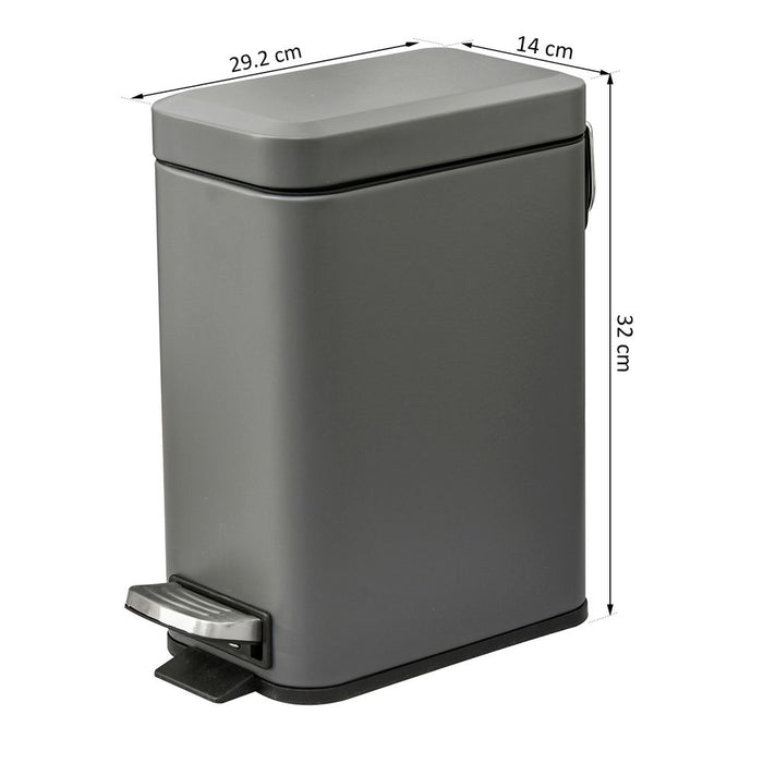 5L Steel Step Trash Can, Silent Lid Open & Gentle Close, Compact & Stylish, Removable Bucket