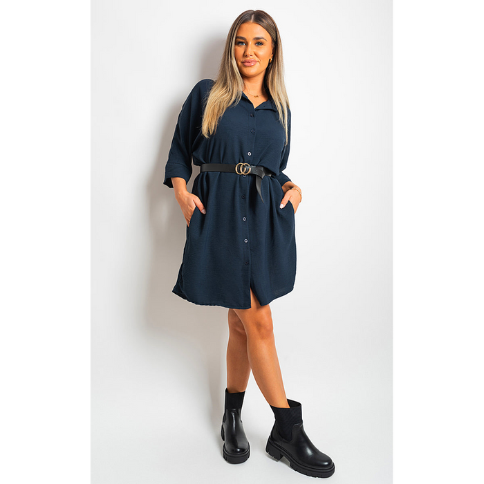 Georgia Collared Button Down Mini Dress - Elegant, Playful, and Flattering A-Line Silhouette - High-Quality Fabric - Shop Now!