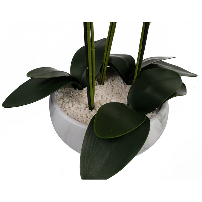 High-quality 60cm White Orchid | Artificial | Marble-Ceramic Planter