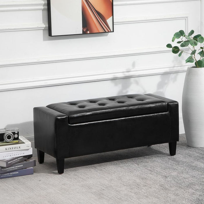 Deluxe PU Leather Storage Ottoman - Large Space, Stylish Design, Comfortable