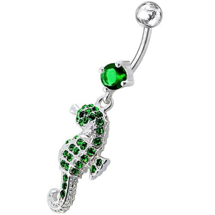 Jeweled Sea Horse Dangling Belly Ring