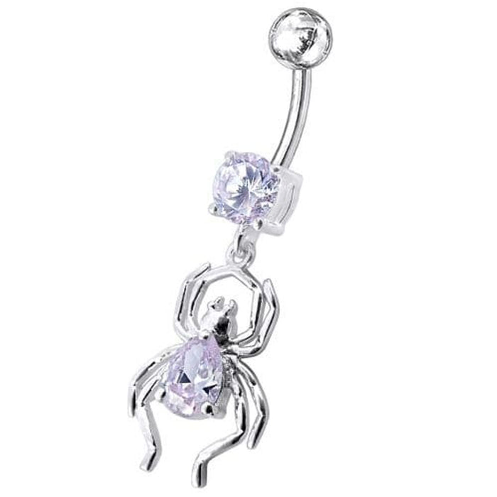 Fancy Jeweled Spider Dangling Belly Ring