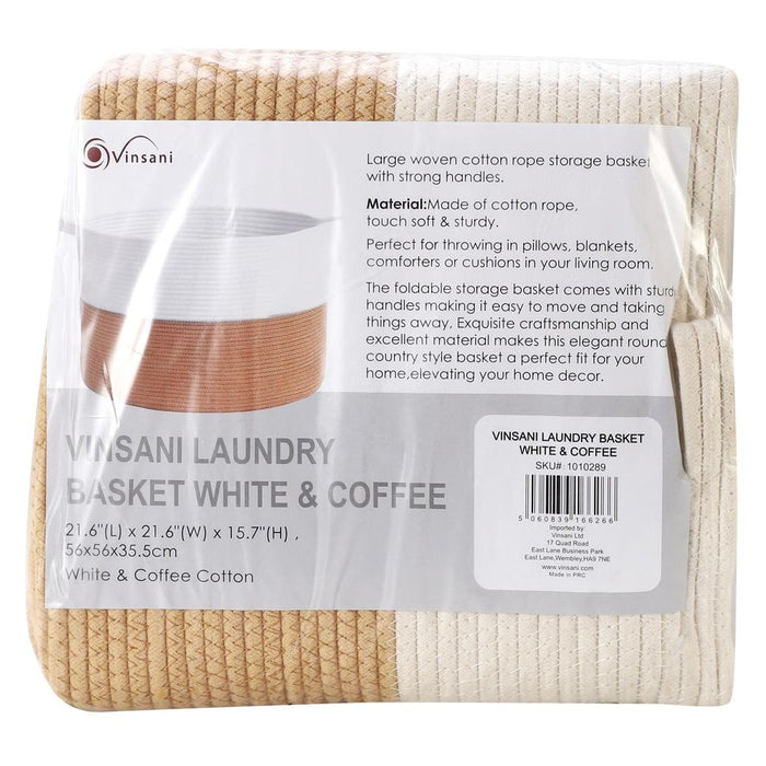 VINSANI LAUNDRY BASKET WHITE & COFFEE 1010289