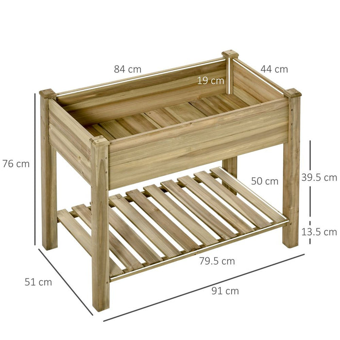 Premium Wooden Elevated Garden Bed with Legs and Storage Shelf